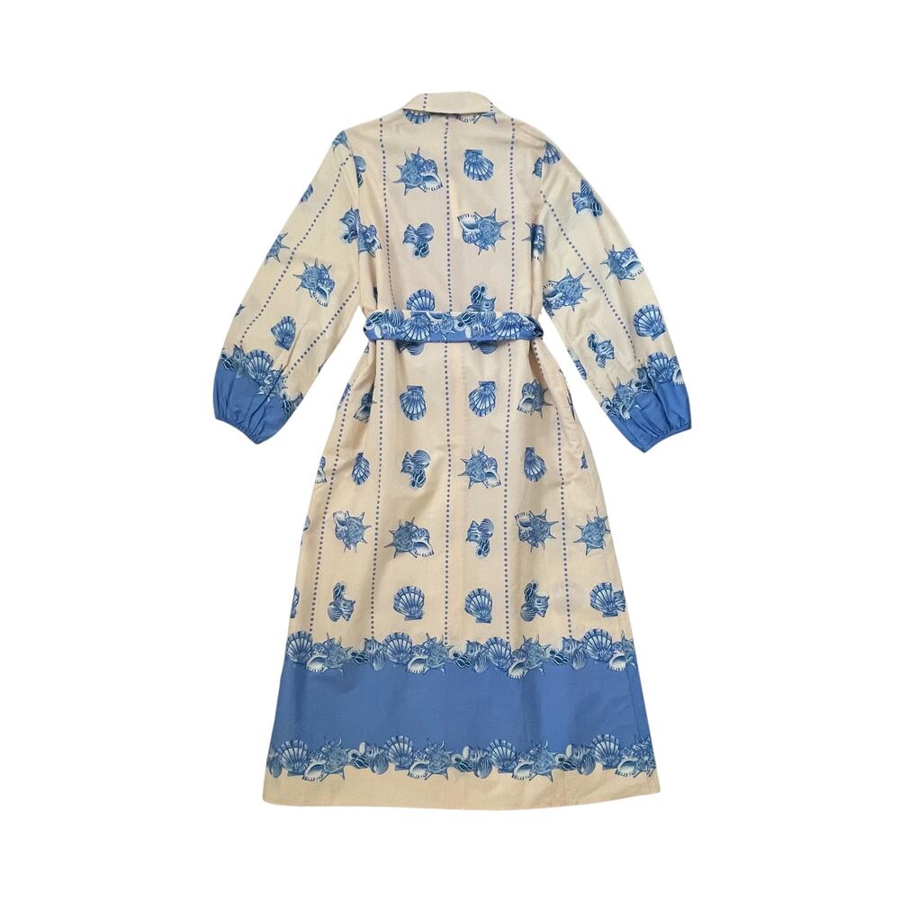 NWT Celina Moon x Anthropologie Shell Print Tie Waist Midi Shirt Dress - Size S - Picture 3 of 7